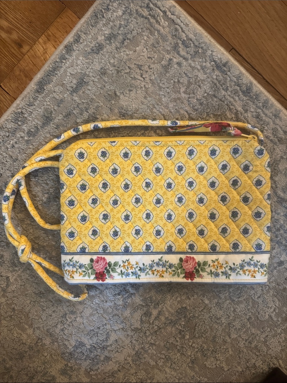 Vera Bradley Yellow Quilted Crossbody with Floral Border